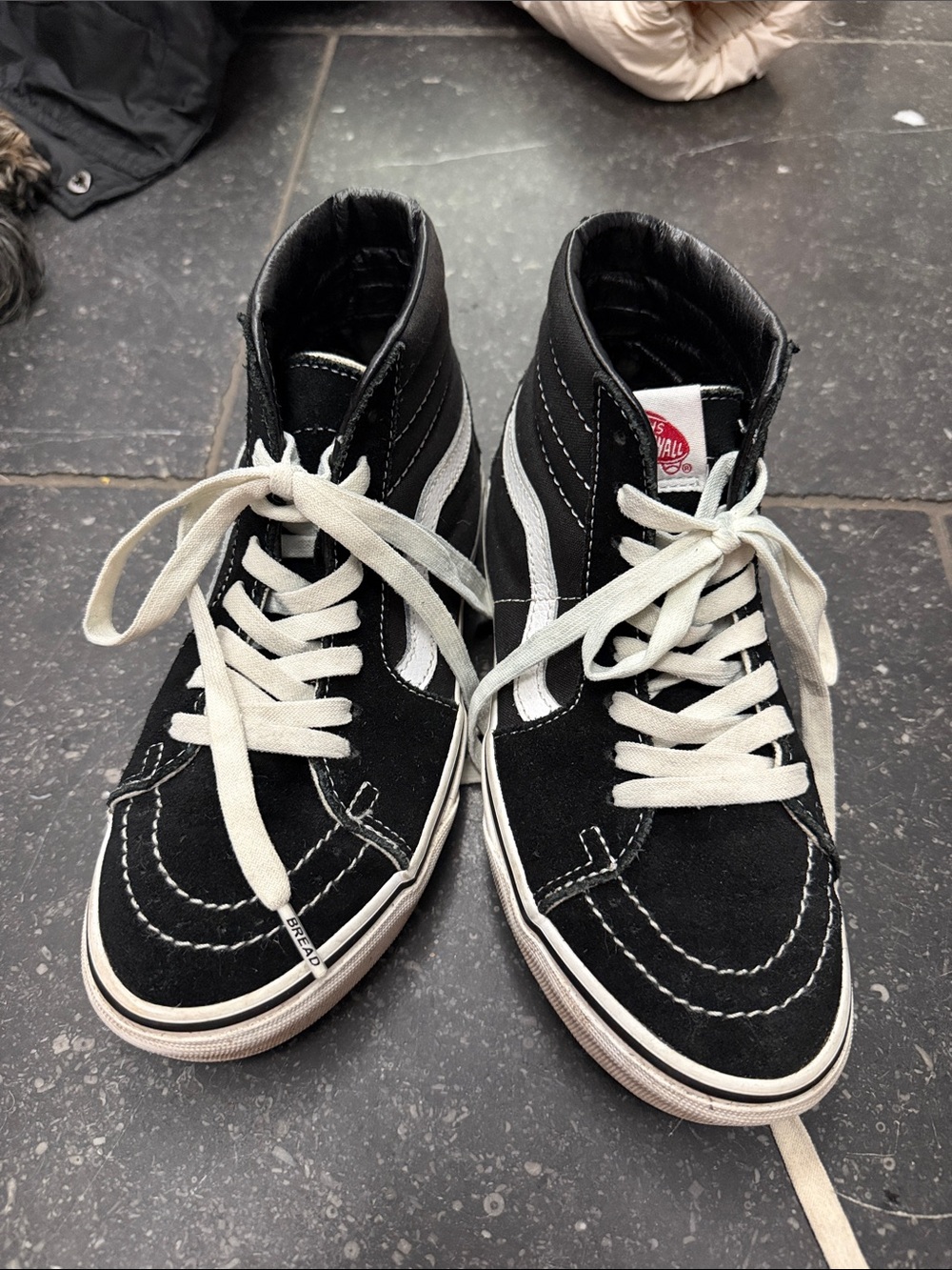 Vans Black and White High-Top Skate Sneakers